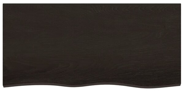 Sötétbarna kezelt tömör tölgyfa fali polc 100x50x(2-4) cm