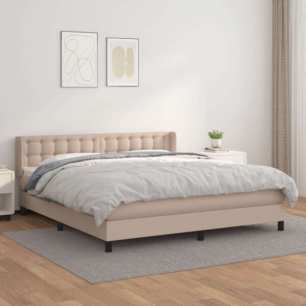 VidaXL cappuccino színű műbőr rugós ágy matraccal 160 x 200 cm