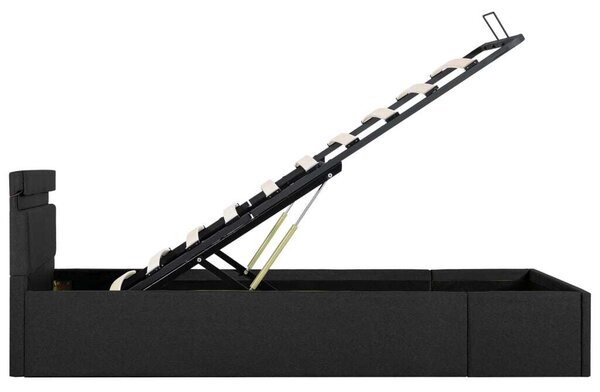 VidaXL sötétszürke LED-es szövetágy hidraulikus tárolóval 100 x 200 cm