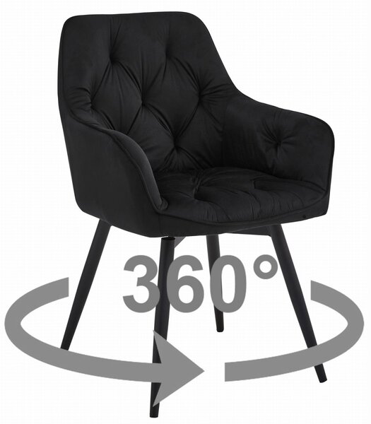 JORK360 VELVET fekete forgó étkezőszék