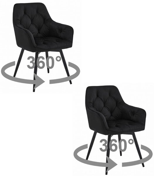 JORK360 VELVET fekete forgó étkezőszék