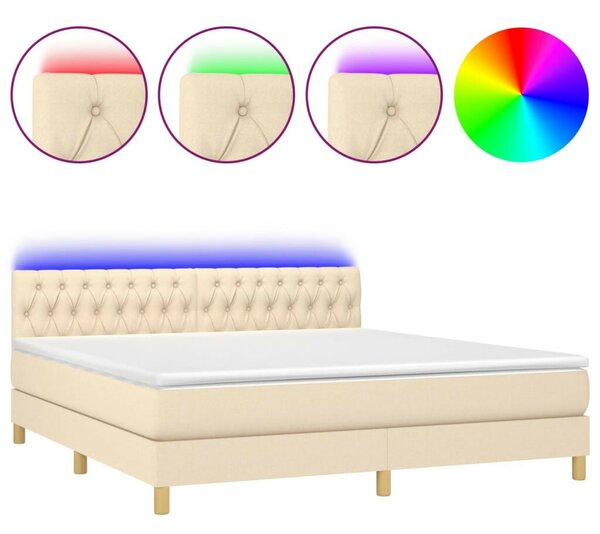 VidaXL Krémszínű Ágy LED-del - 180x200 cm