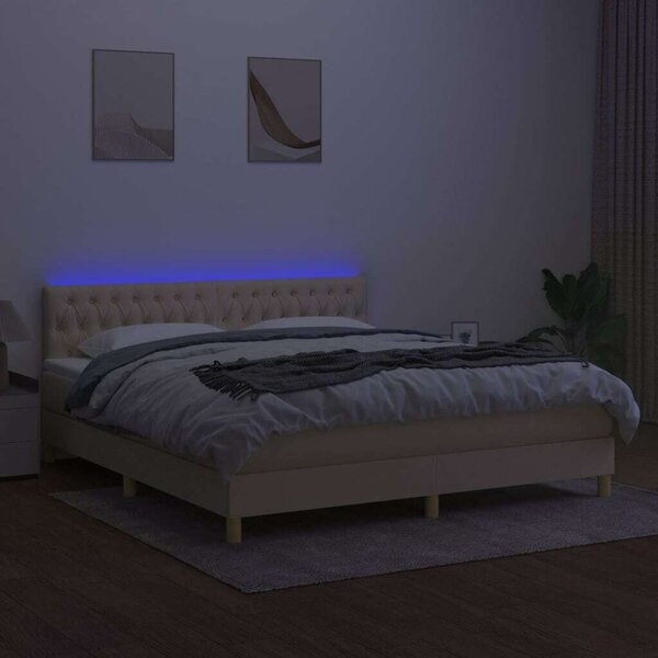 VidaXL Krémszínű Ágy LED-del - 180x200 cm