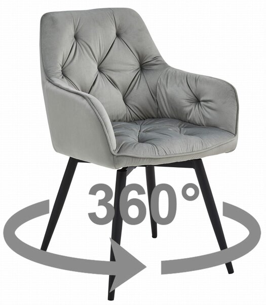 JORK360 VELVET világosszürke forgó étkezőszék