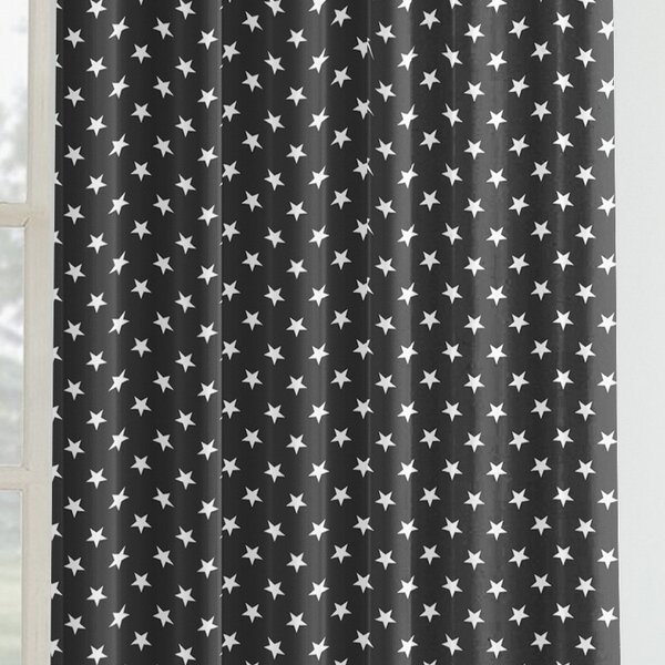 Goldea gyerek pamut drapéria - fehér csillagok fekete alapon 140x150 cm