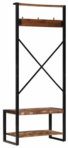Tömör újrahasznosított fa ruhatartó állvány 80x40x190 cm