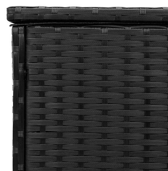 Fekete polyrattan kültéri párna doboz 100x55x55,5 cm