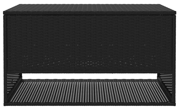 Fekete polyrattan kültéri párna doboz 100x55x55,5 cm