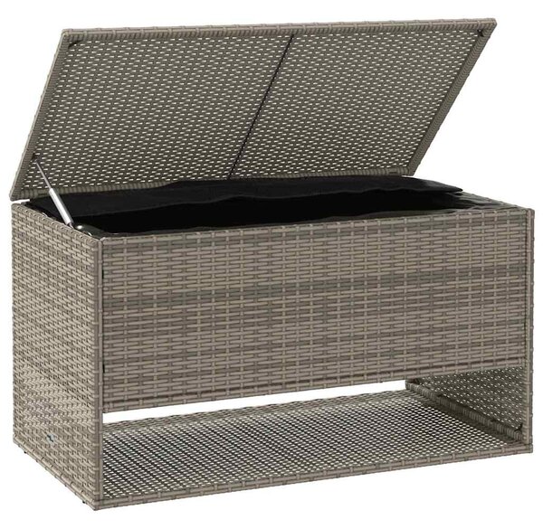 Szürke polyrattan kültéri párna doboz 100x55x55,5 cm