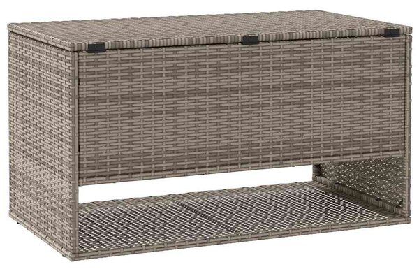 Szürke polyrattan kültéri párna doboz 100x55x55,5 cm