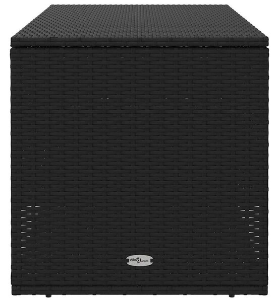 Fekete polyrattan kültéri párna doboz 100x55x55,5 cm