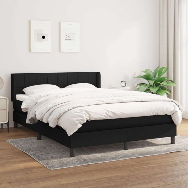 VidaXL fekete szövet rugós ágy matraccal 140 x 190 cm