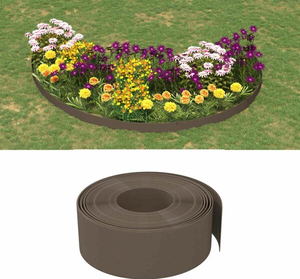 VidaXL 4 db barna polietilén kerti szegély 10 m x 20 cm