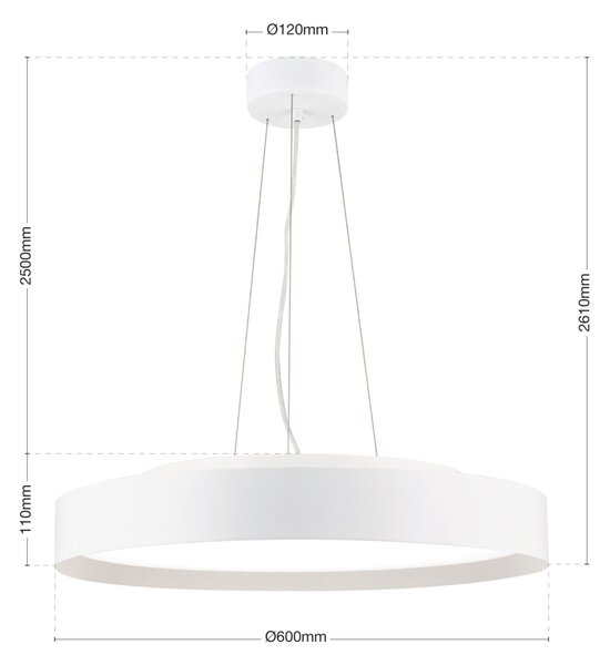 VARIO modern CCT LED függőlámpa , fehér, 3300lm