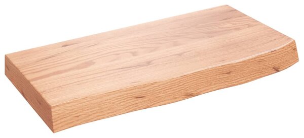 Világosbarna kezelt tömör tölgyfa fali polc 60x30x(2-6) cm