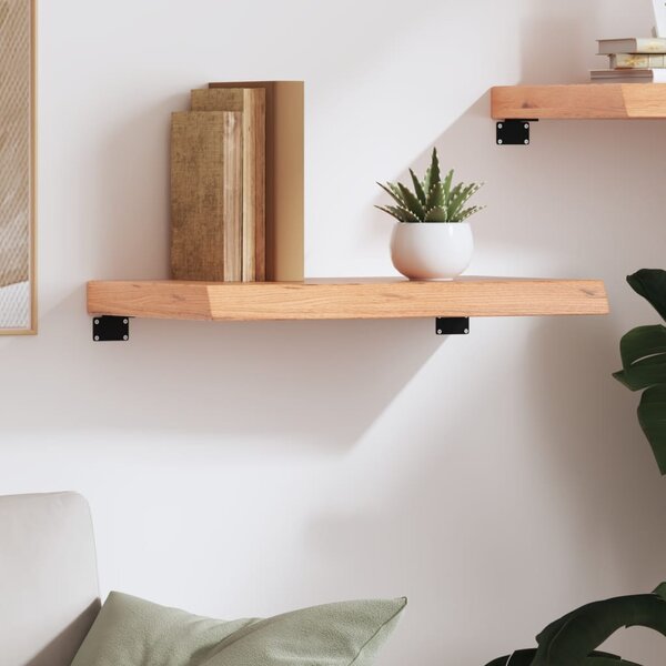 Világosbarna kezelt tömör tölgyfa fali polc 60x30x(2-6) cm
