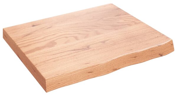 Világosbarna kezelt tömör tölgyfa fali polc 60x50x(2-6) cm