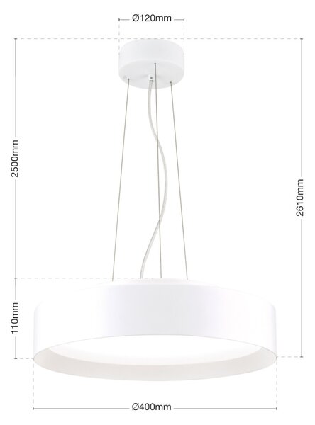 VARIO modern CCT LED függőlámpa , fehér, 2500lm
