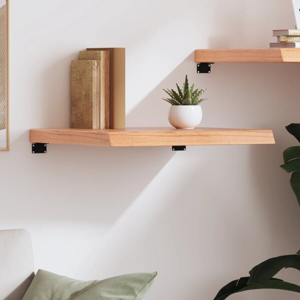 Világosbarna kezelt tömör tölgyfa fali polc 60x50x(2-6) cm