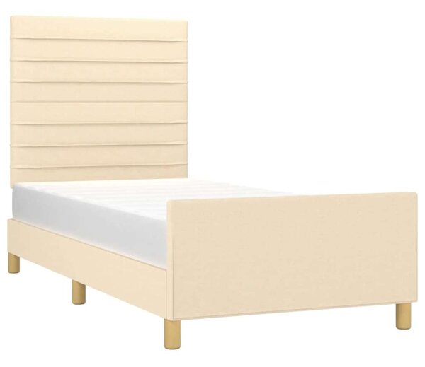 VidaXL krémszínű szövet ágykeret fejtámlával 80 x 200 cm