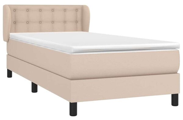 VidaXL cappuccino színű műbőr rugós ágy matraccal 90 x 200 cm
