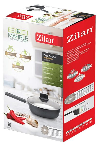 Zilan ZLN0874 Spotty Chef magasfalú serpenyő fedővel, 24 cm, 2,4 literes, tapadásmentes bevonat