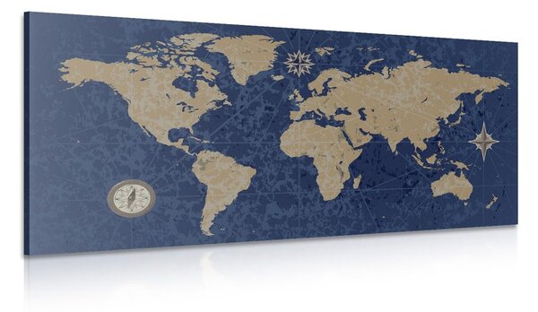 Kép világ térkép retro stílusban kék alapon