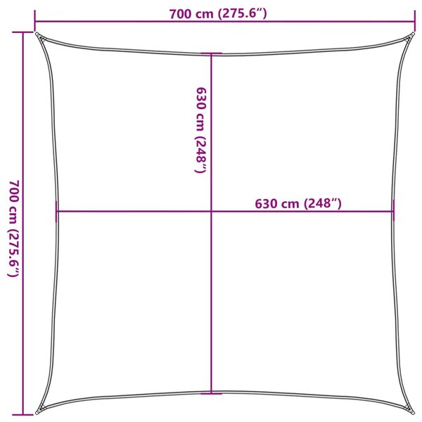 VidaXL HDPE napvitorla 160 g/m² 7 x 7 m, antracitszürke