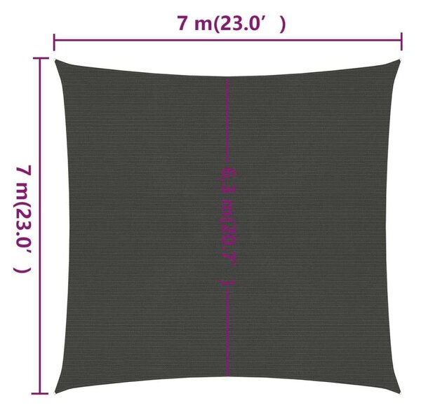 VidaXL HDPE napvitorla 160 g/m² 7 x 7 m, antracitszürke