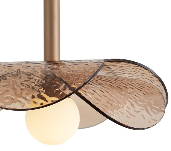 Design Függőlámpa Sötét Bronz Borostyánszínű Üveggel - Kemner