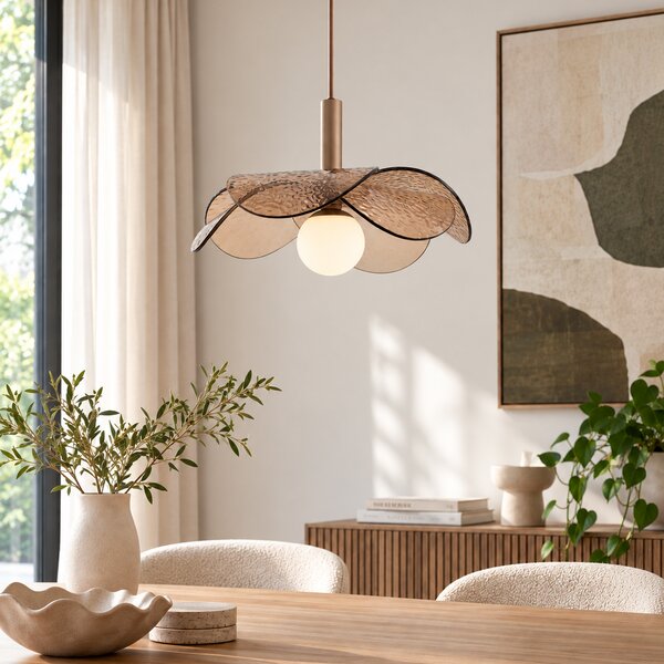 Design Függőlámpa Sötét Bronz Borostyánszínű Üveggel - Kemner