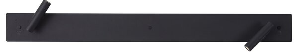 Modern fekete 2-lámpás fali lámpa LED-del, háttérvilágítással és USB-C-vel - Longly