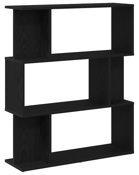 Fekete tölgy szerelt fa könyvespolc 80x24x96 cm