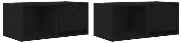 2 db fekete tölgy színű szerelt fa TV-szekrény 60x31x25,5 cm