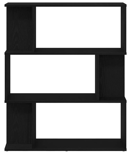Fekete tölgy szerelt fa könyvespolc 80x24x96 cm