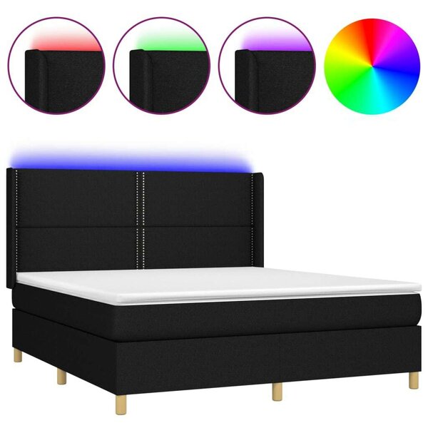 VidaXL LED-es Ágy - Fekete Szövet - 180x200 cm