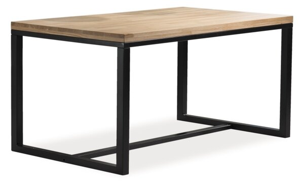 Étkezőasztal, fekete/természetes tölgy, LORAS A 120x80