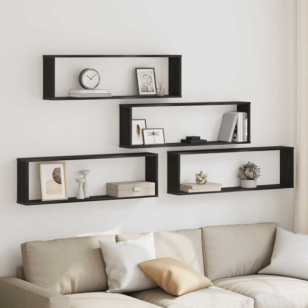 VidaXL 4 db fekete tölgyszínű szerelt fa fali kockapolc 100x15x30 cm