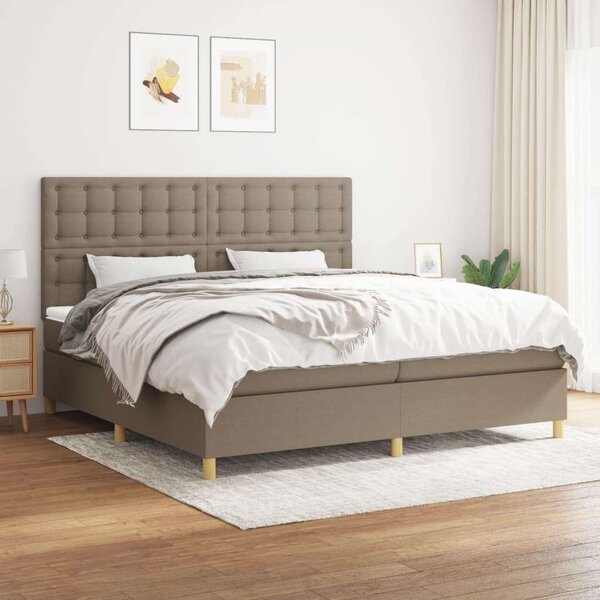 VidaXL tópszínű szövet rugós ágy matraccal 200 x 200 cm