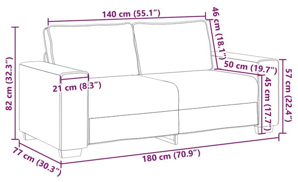 Sötétszürke kordbársony szövet loveseat kanapé 180x77x82 cm