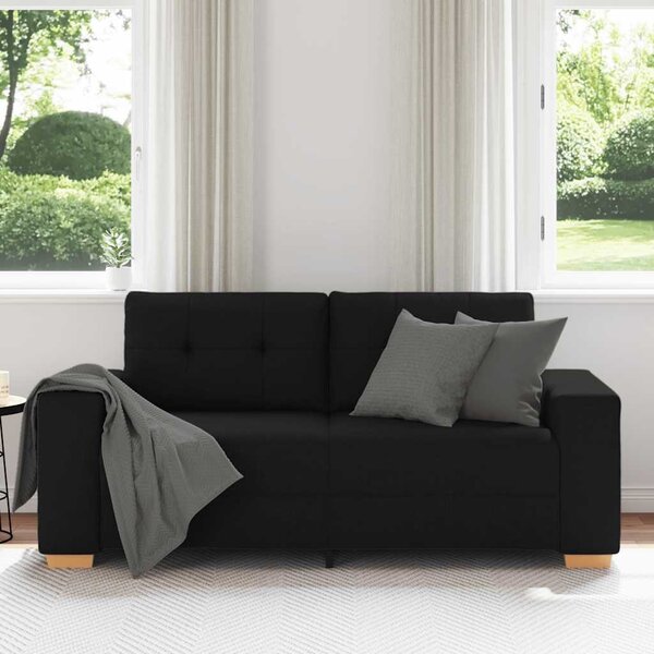 Fekete szövet loveseat kanapé 180x77x82 cm