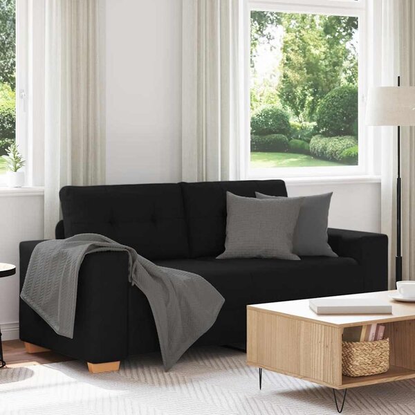Fekete szövet loveseat kanapé 180x77x82 cm