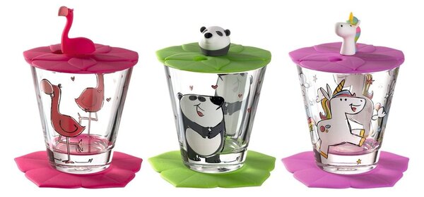 LEONARDO BAMBINI pohár szett 9részes, flamingó, panda, unikornis