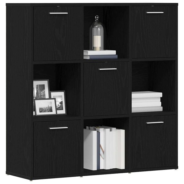 Fekete tölgy szerelt fa könyvszekrény 90x28x90 cm