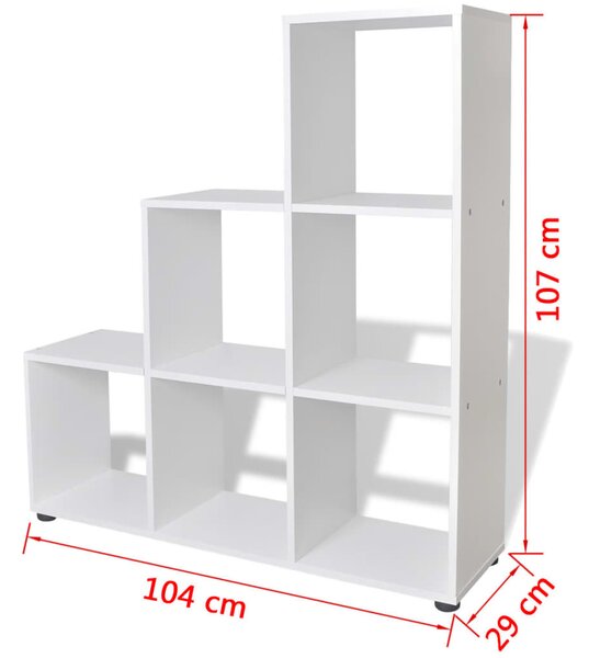 Fehér lépcső könyvespolc/vitrines polc 107 cm