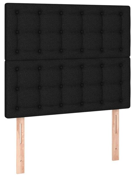 VidaXL Fekete Szövet Ágy - Rugós Matraccal - 80x200 cm