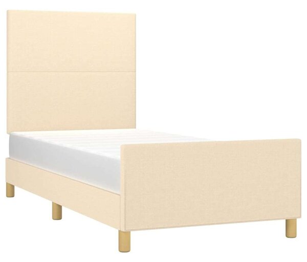 VidaXL krémszínű szövet ágykeret fejtámlával 80 x 200 cm