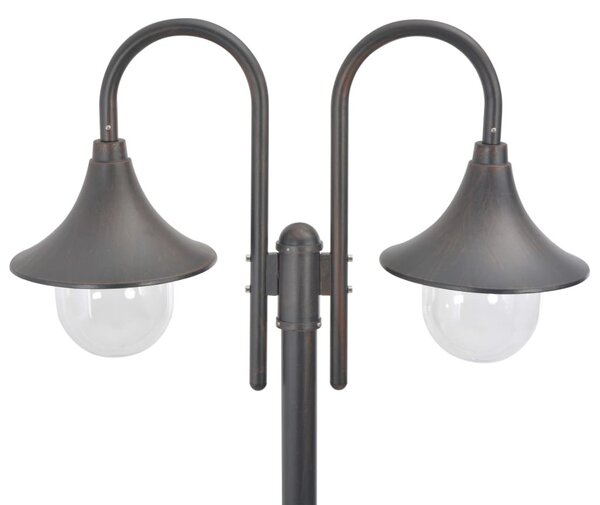 Bronzszínű 2-égős alumínium kerti állólámpa, E27, 220 cm