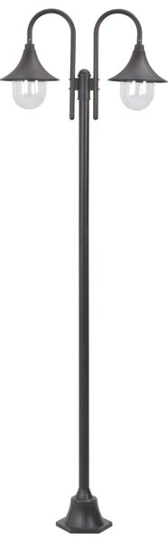 Bronzszínű 2-égős alumínium kerti állólámpa, E27, 220 cm