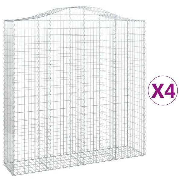 VidaXL 4 db íves horganyzott vas gabion kosár 200x50x200/220 cm